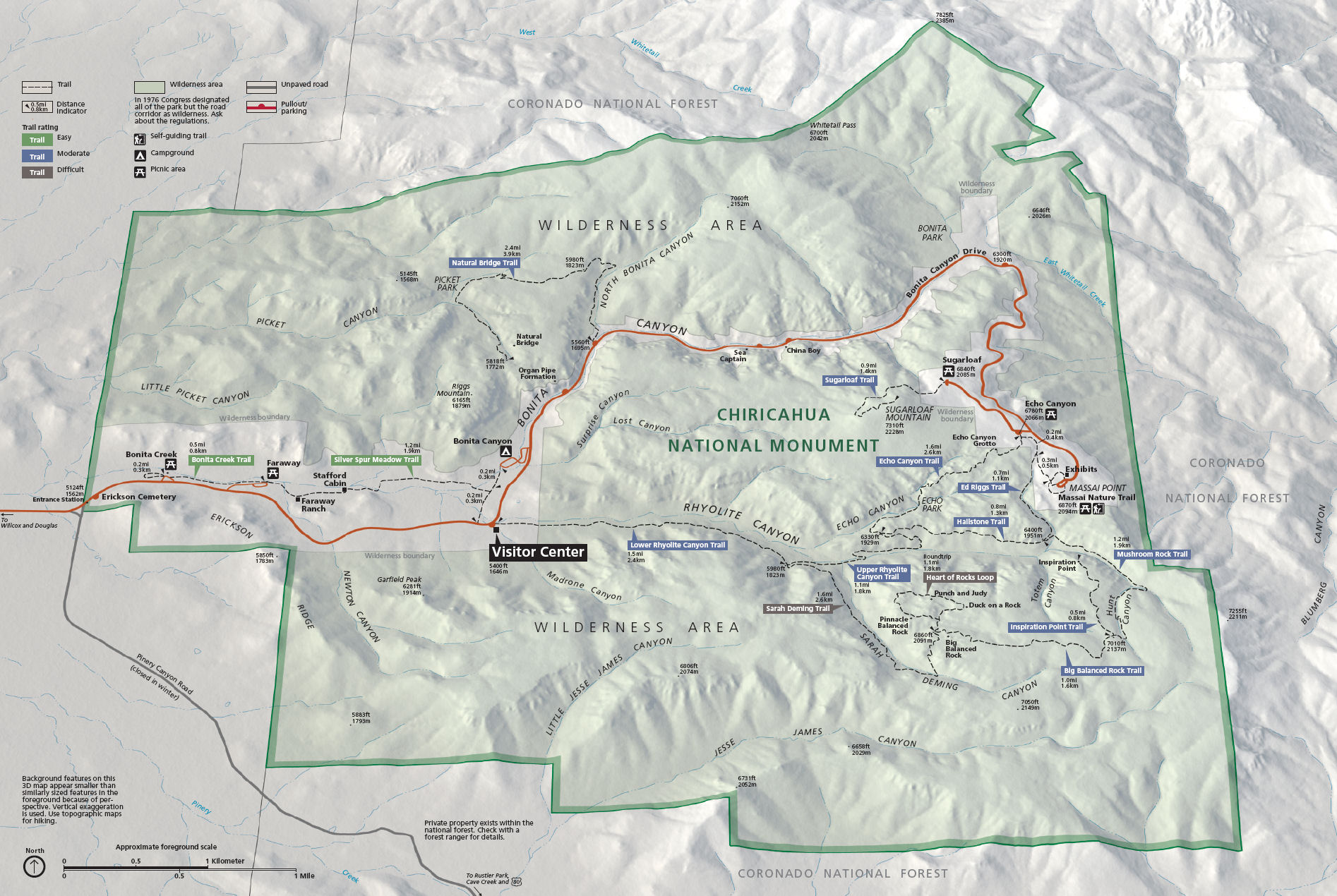 Carte Chiricahua National Monument