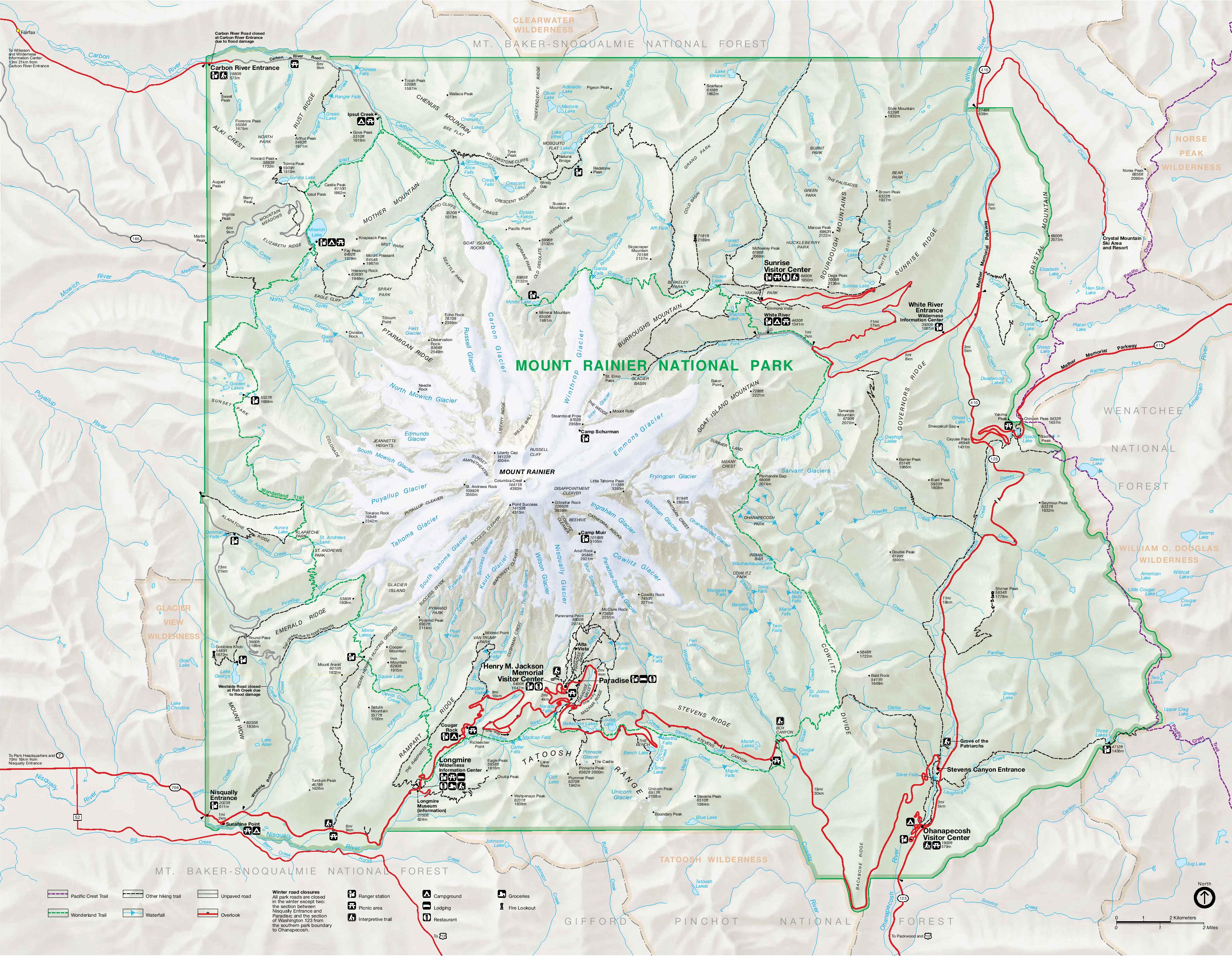 Carte Mount Rainier National Park