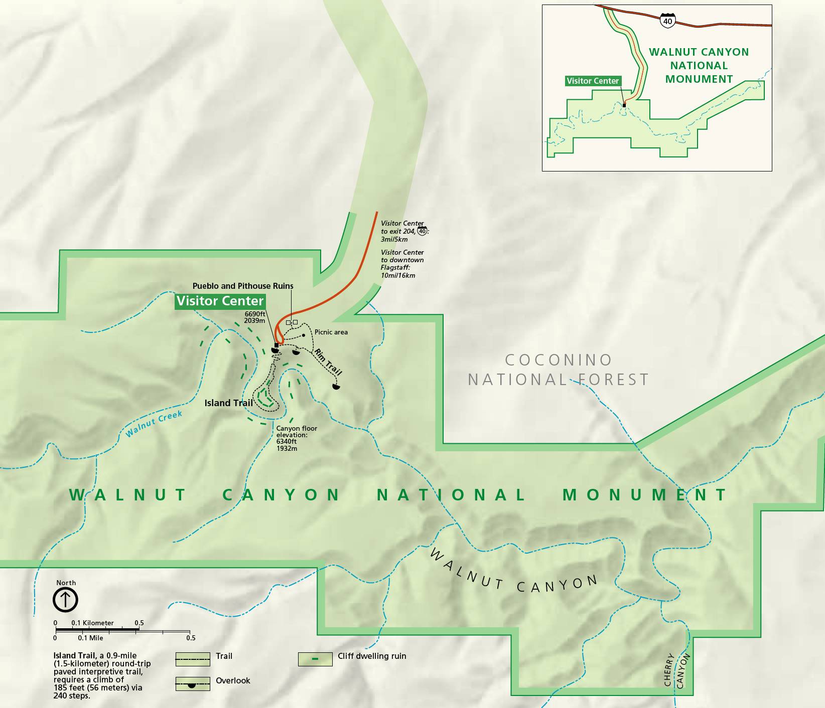Carte Walnut Canyon National Monument
