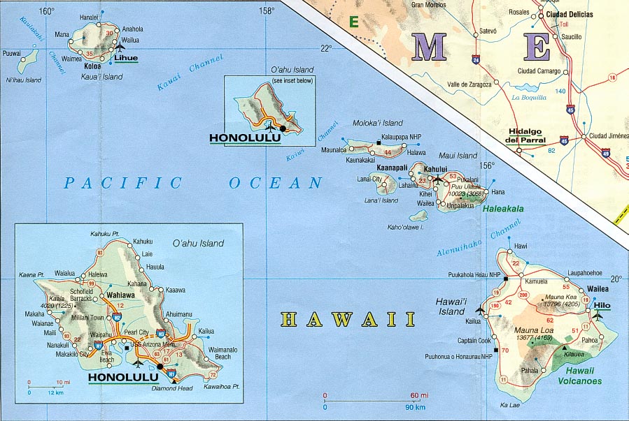 Carte routiere Hawaii