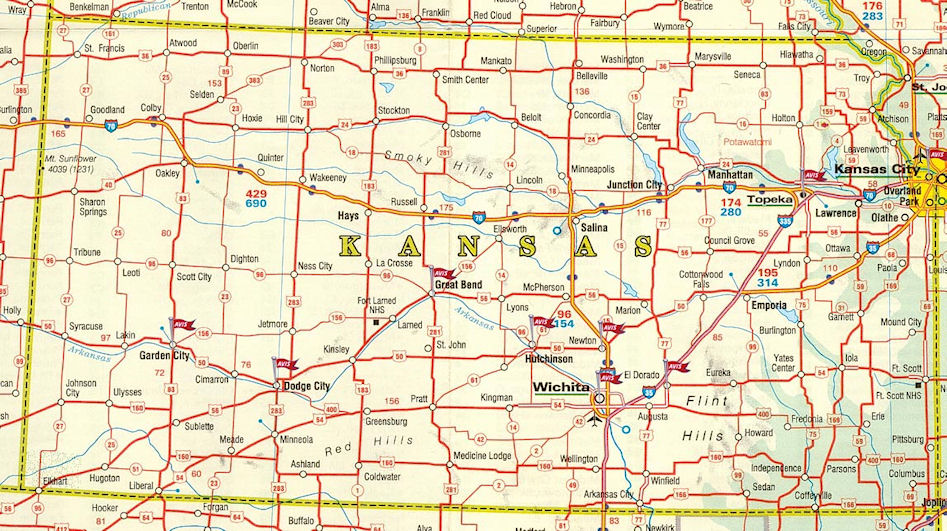Carte routiere Kansas