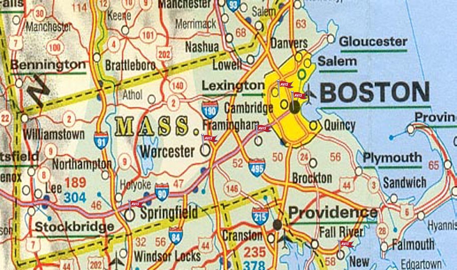 Carte routiere Massachusetts