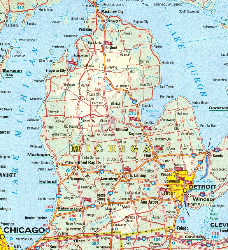 Carte routiere Michigan