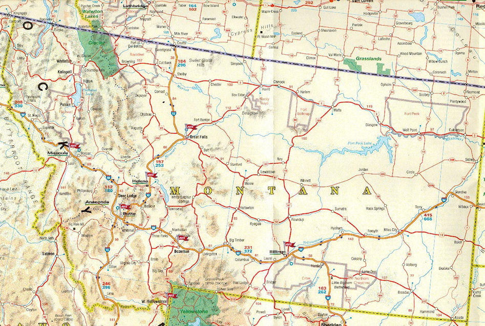 Carte routiere Montana