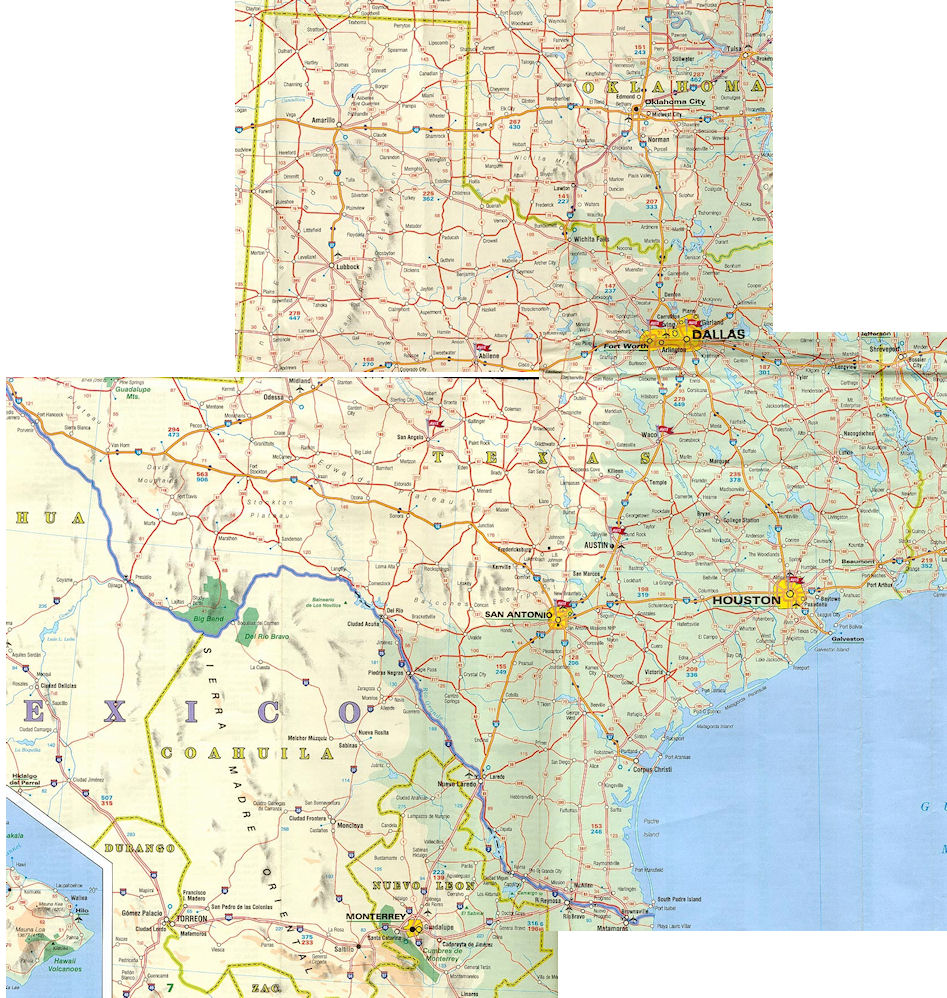 Carte routiere Texas