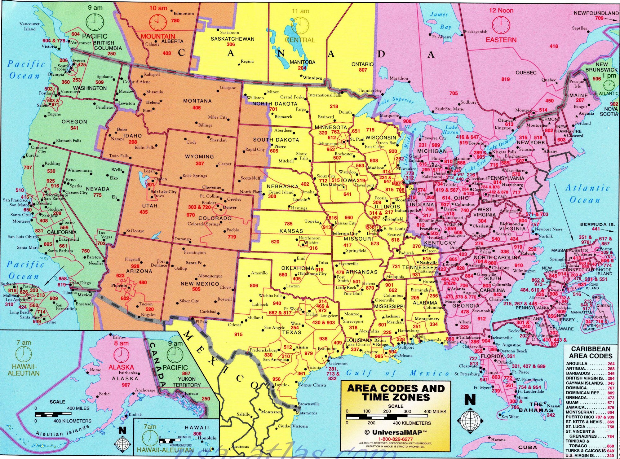 Carte codes téléphone Usa Etats Unis