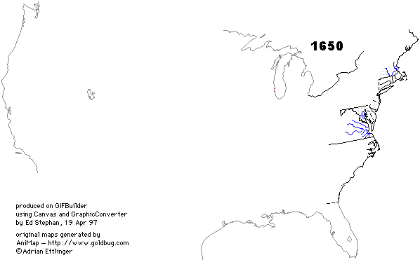 Carte des comtés par date des Usa