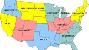 Carte Régions Usa