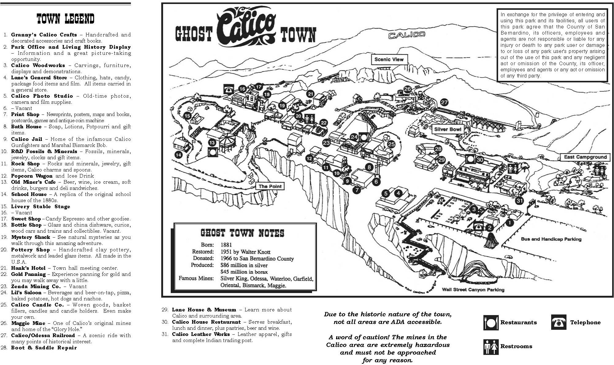 Carte Calico Ghost Town