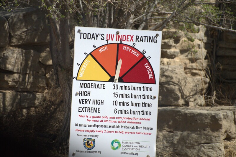 Palo Duro Canyon UV index rating