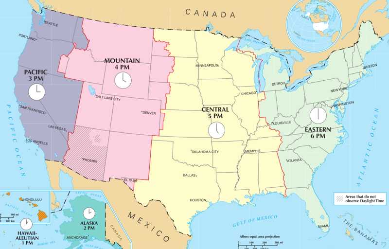 Fuseaux horaire aux Usa