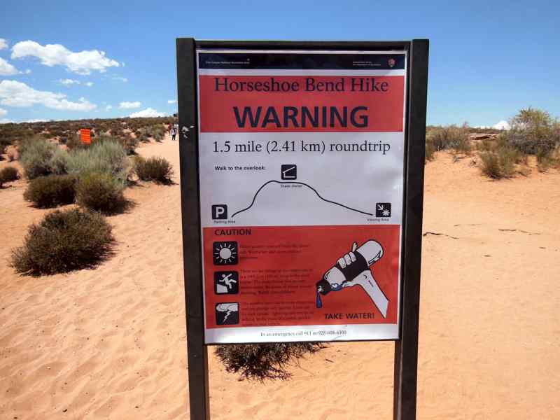 Horseshoe Bend warning