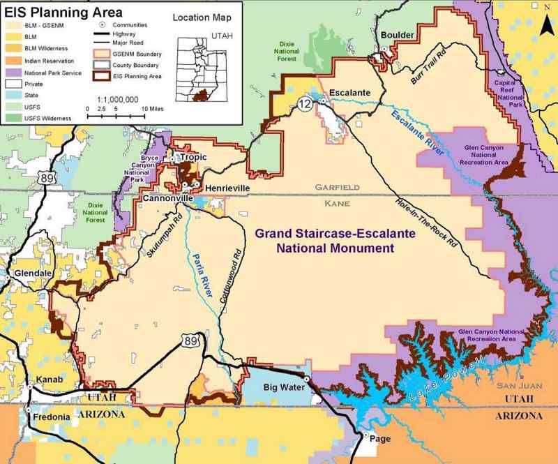 Carte du Grand Staircase-Escalante National Monument