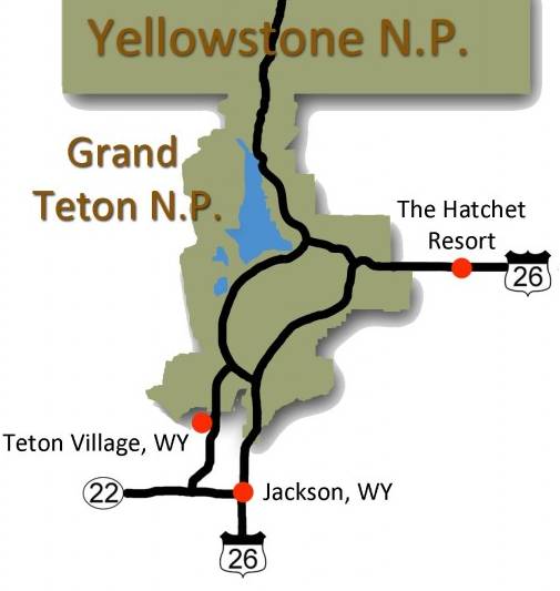 Carte routes Grand Teton