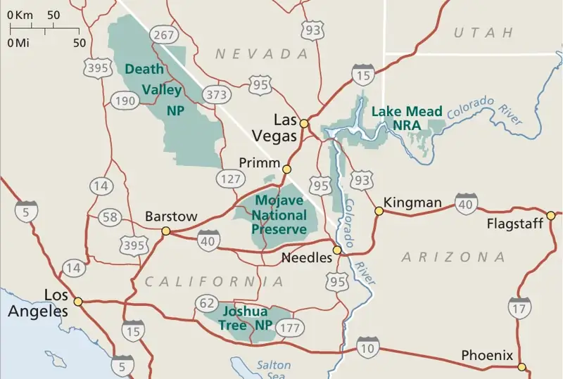 Carte accès Mojave National Preserve