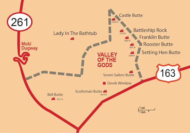 Carte de la Valley of the Gods
