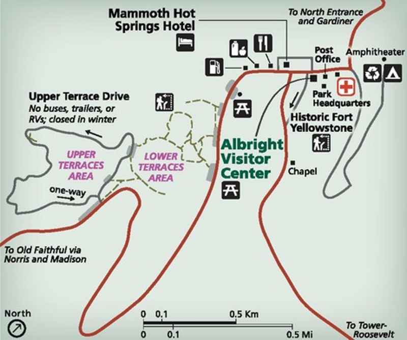 Carte Mammoth Hot Spring