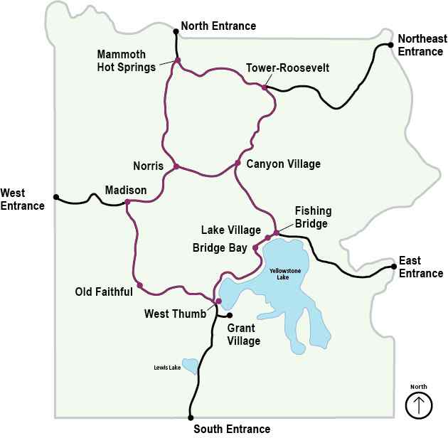 Principaux secteurs du Yellowstone