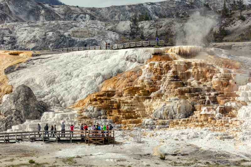 Mammoth Hot Springs passerelles en bois sur&eacute;lev&eacute;es