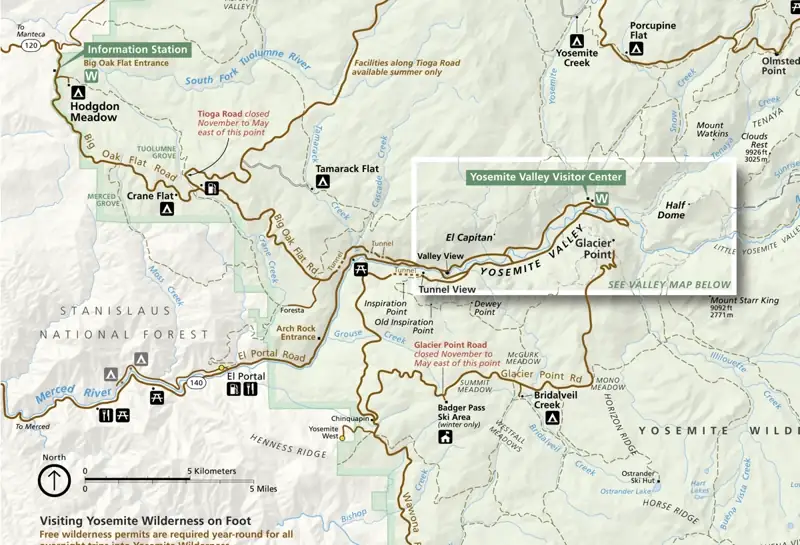 Carte accès à Glacier point