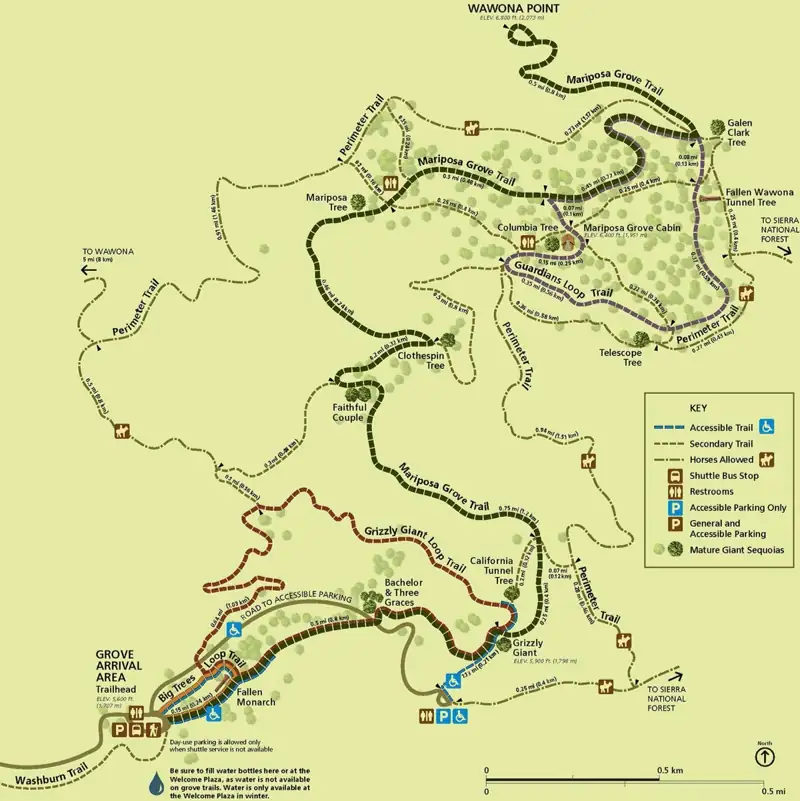 Carte  de Mariposa Grove